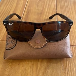Ray-ban RB4147 60mm Polarized Boyfriend Sunglasses Light Havana Brown Lens
